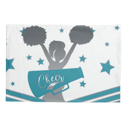 Blauwgroen en zilveren sterren, de heer Cheer-leid Kussensloop (Achterkant)