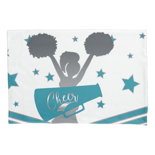 Blauwgroen en zilveren sterren, de heer Cheer-leid Kussensloop (Voorkant)