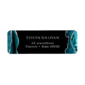 Blauwgroen en zilverkleurig retouretiket etiket (Voorkant)