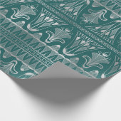 Blauwgroen en zilverkunst Deco Cadeaupapier (Hoek)
