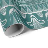Blauwgroen en zilverkunst Deco Cadeaupapier (Rol Hoek)