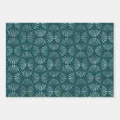 Blauwgroen en zilverkunst Deco Fan Pattern Inpakpapier Vel (Voorkant 2)