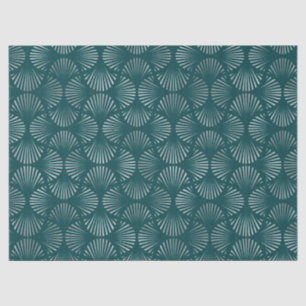 Blauwgroen en zilverkunst Deco Fan Pattern-ontkopp Tissuepapier