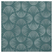 Blauwgroen en zilverkunst Deco Fan Pattern Stof (Swatch)