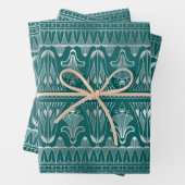 Blauwgroen en zilverkunst Deco Inpakpapier Vel (In situ)