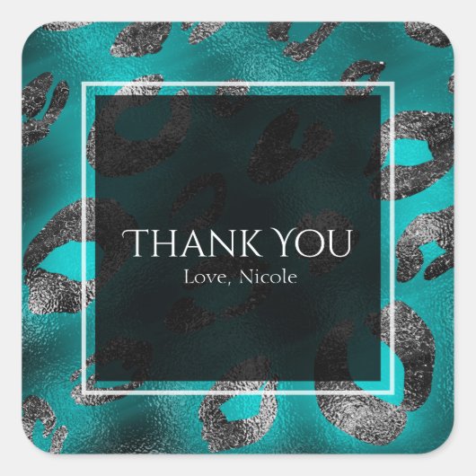 Blauwgroen en zilverlade printplaat vierkante sticker (Voorkant)