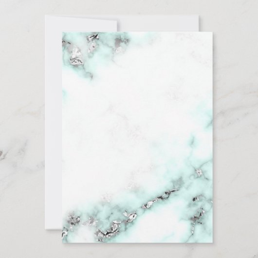 Blauwgroen en Zilvermarmer Bridal Shower-uitnodigi Kaart (Achterkant)