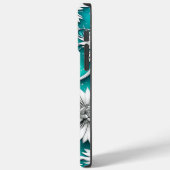 Blauwgroen en Zilvermatige Abstracte bloemen Case-Mate iPhone Case (Achterkant / Links)