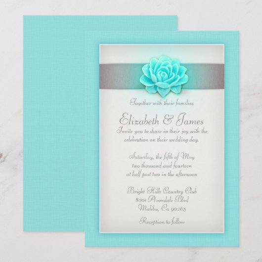 Blauwgroen en zilverweddenschappen kaart (Voorkant / Achterkant)