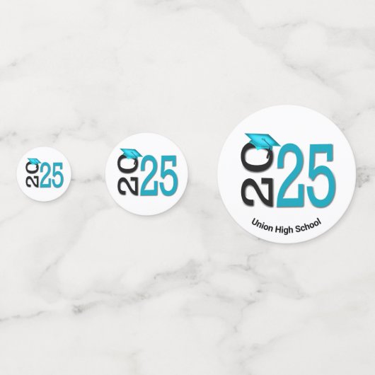 Blauwgroen en zwart Afstuderen 2025 Confetti (Achterkanten)