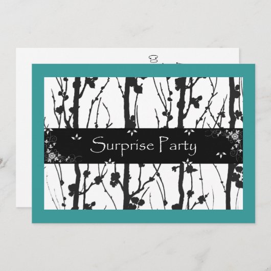 Blauwgroen en Zwart All Occasion Verrassingsfeest Kaart (Voorkant / Achterkant)