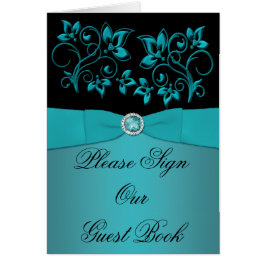 Blauwgroen en zwart bloementafel Kaart