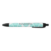 Blauwgroen en zwart Damask Elegant, persoonlijk ge Blauwe Inkt Pen (Bodem)