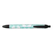 Blauwgroen en zwart Damask Elegant, persoonlijk ge Blauwe Inkt Pen (Achterkant)