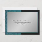 Blauwgroen en Zwart Damask Monogrammed Dankkaart Bedankkaart (Achterkant)