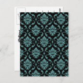 Blauwgroen en zwart  Damaspatroon Briefkaart (Voorkant / Achterkant)