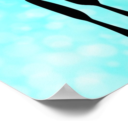 Blauwgroen en zwart eteken voor keuken poster (Hoek)