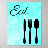 Blauwgroen en zwart eteken voor keuken poster (Voorkant)