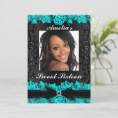  Blauwgroen en zwart, foto, gezoet 16 Uitnodigen Kaart (Staand voorkant)