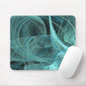 Blauwgroen en zwart fractal Mousepad Muismat (Met muis)