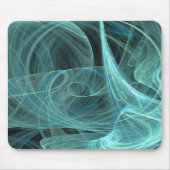 Blauwgroen en zwart fractal Mousepad Muismat (Voorkant)