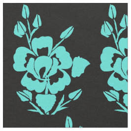 Blauwgroen en zwart gekamde katoenen stof