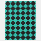 Blauwgroen en zwart Harlequin Diamond Gecontroleer Fleece Deken (Voorkant)