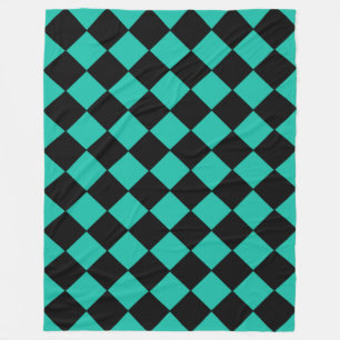Blauwgroen en zwart Harlequin Diamond Gecontroleer Fleece Deken