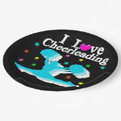 BLAUWGROEN EN ZWART IK HOU VAN CHEERLEADERPAPIEREN PAPIEREN BORDJE (Gekanteld)