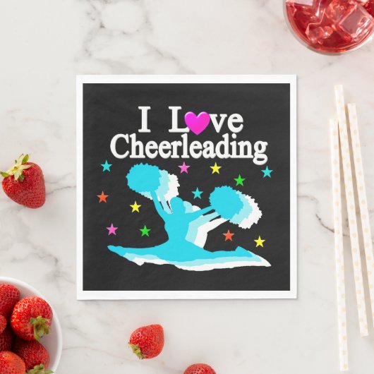 BLAUWGROEN EN ZWART IK HOU VAN CHEERLEADERPAPIEREN SERVET (Insitu)