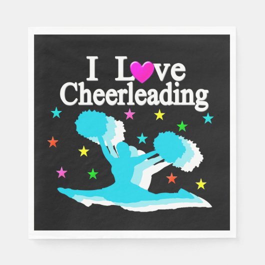 BLAUWGROEN EN ZWART IK HOU VAN CHEERLEADERPAPIEREN SERVET (Voorkant)