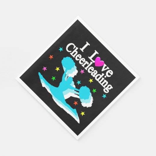 BLAUWGROEN EN ZWART IK HOU VAN CHEERLEADERPAPIEREN SERVET (Hoek)