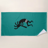 Blauwgroen en zwart Kokopelli design Strandlaken (Voorkant)