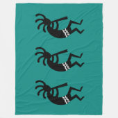 Blauwgroen en zwart Kokopelli zuidwest design Fleece Deken (Voorkant)