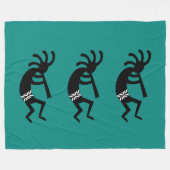 Blauwgroen en zwart Kokopelli zuidwest design Fleece Deken (Voorkant (Horizontaal))
