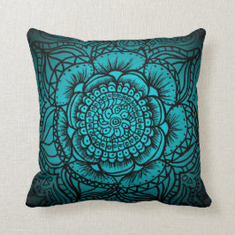 Blauwgroen en zwart Mandala Pillow Kussen