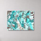 Blauwgroen en zwart marmer vloeibare kunst canvas afdruk (Voorkant)