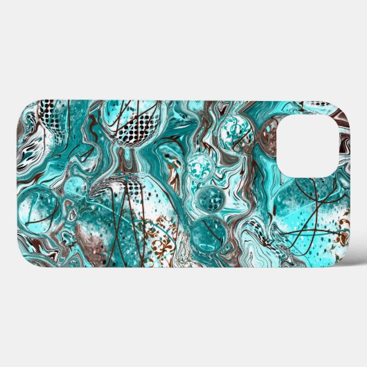 Blauwgroen en zwart marmer vloeibare kunst Case-Mate iPhone case (Achterkant (horizontaal))