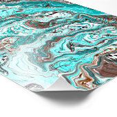 Blauwgroen en zwart marmer vloeibare kunst foto afdruk (Hoek)