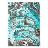 Blauwgroen en zwart marmer vloeibare kunst foto afdruk (Voorkant)