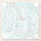 Blauwgroen en zwart marmer vloeibare kunst glazen onderzetter (Achterkant)