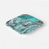 Blauwgroen en zwart marmer vloeibare kunst papieren bordje (Gebogen)