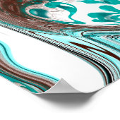 Blauwgroen en zwart marmer vloeibare kunst poster (Hoek)