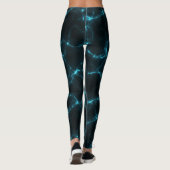 Blauwgroen en Zwart Marmeren Swirl Abstract Leggings (Achterkant)