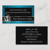 Blauwgroen en zwart met monogram visitekaartje (Voorkant / Achterkant)