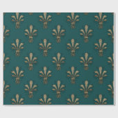 Blauwgroen en zwart Paris Fleur de Lis Cadeaupapier (Vlak)