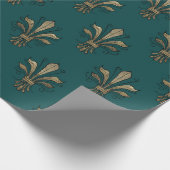 Blauwgroen en zwart Paris Fleur de Lis Cadeaupapier (Hoek)