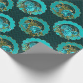  Blauwgroen en Zwart Paris thema Floral Cadeaupapier (Hoek)