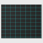 blauwgroen en zwart raster cadeaupapier (Vlak)