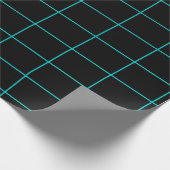 blauwgroen en zwart raster cadeaupapier (Hoek)